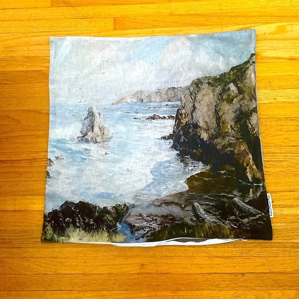 Down filled pillow Barbara O’Donahue Relic and Linen “rugged coastline”